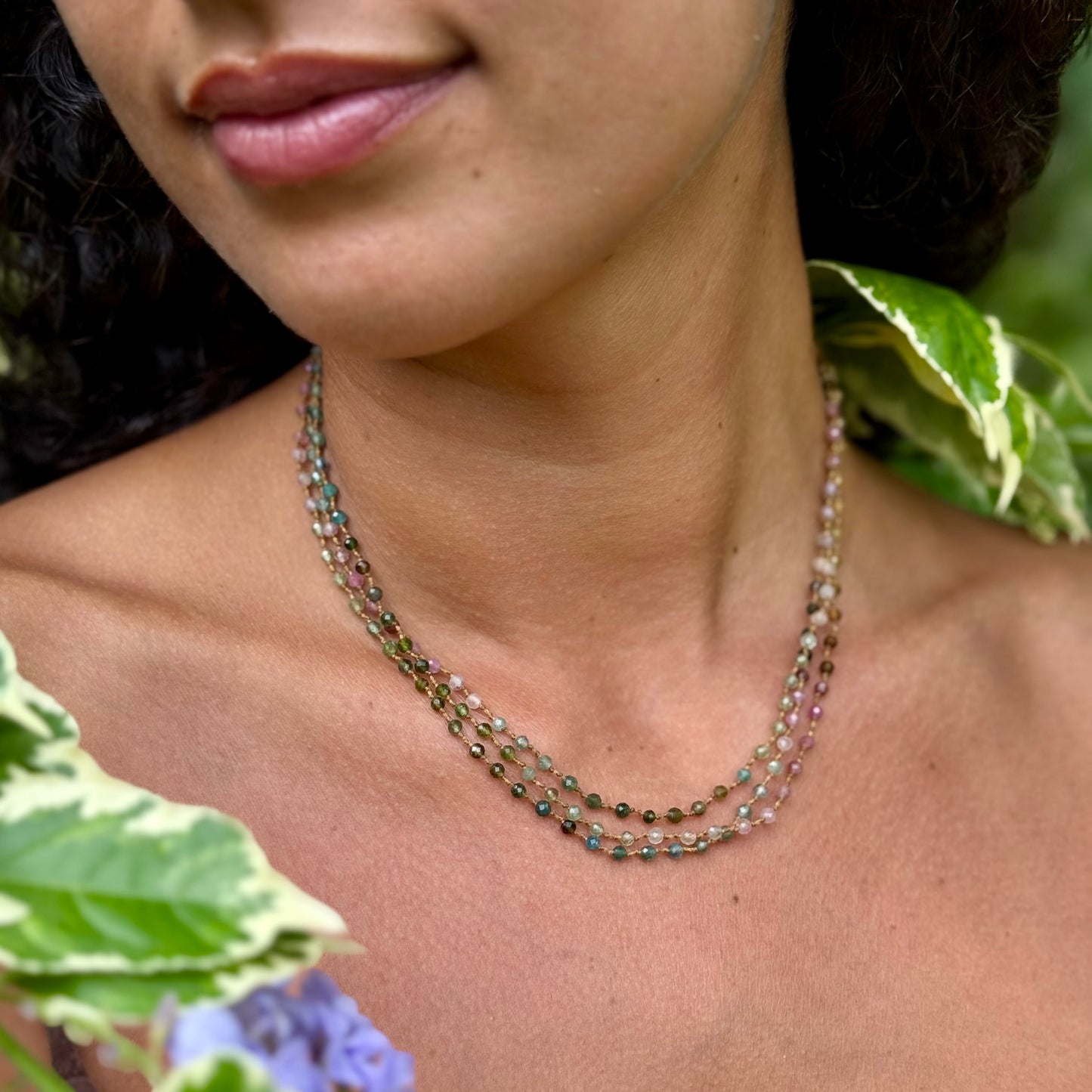 Tiny Multi-Tourmaline Long Lei