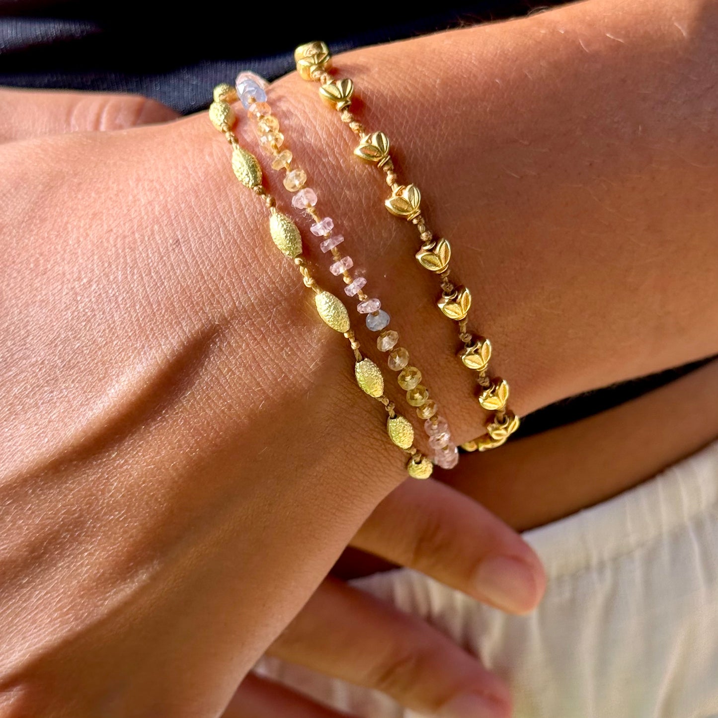 Textured Ovals Gold Bracelet
