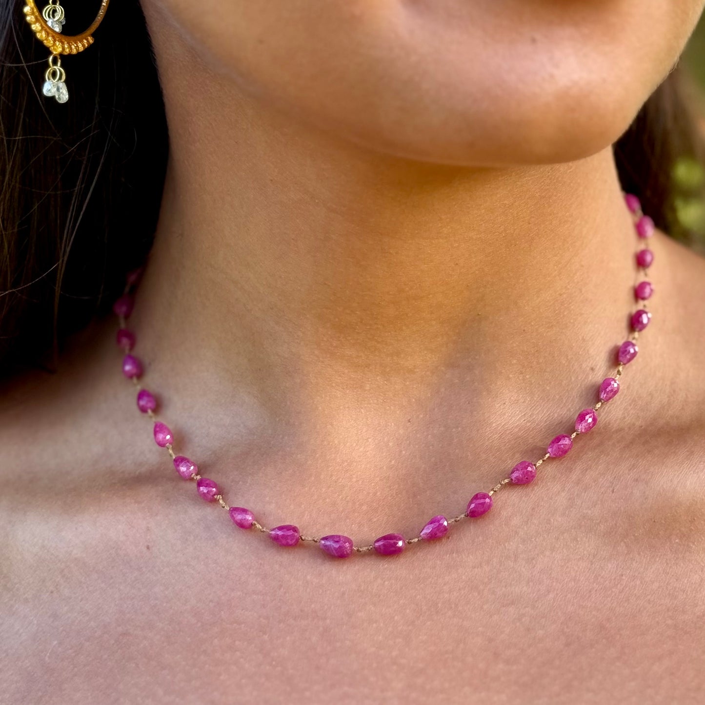 Pink Sapphire Drops Choker