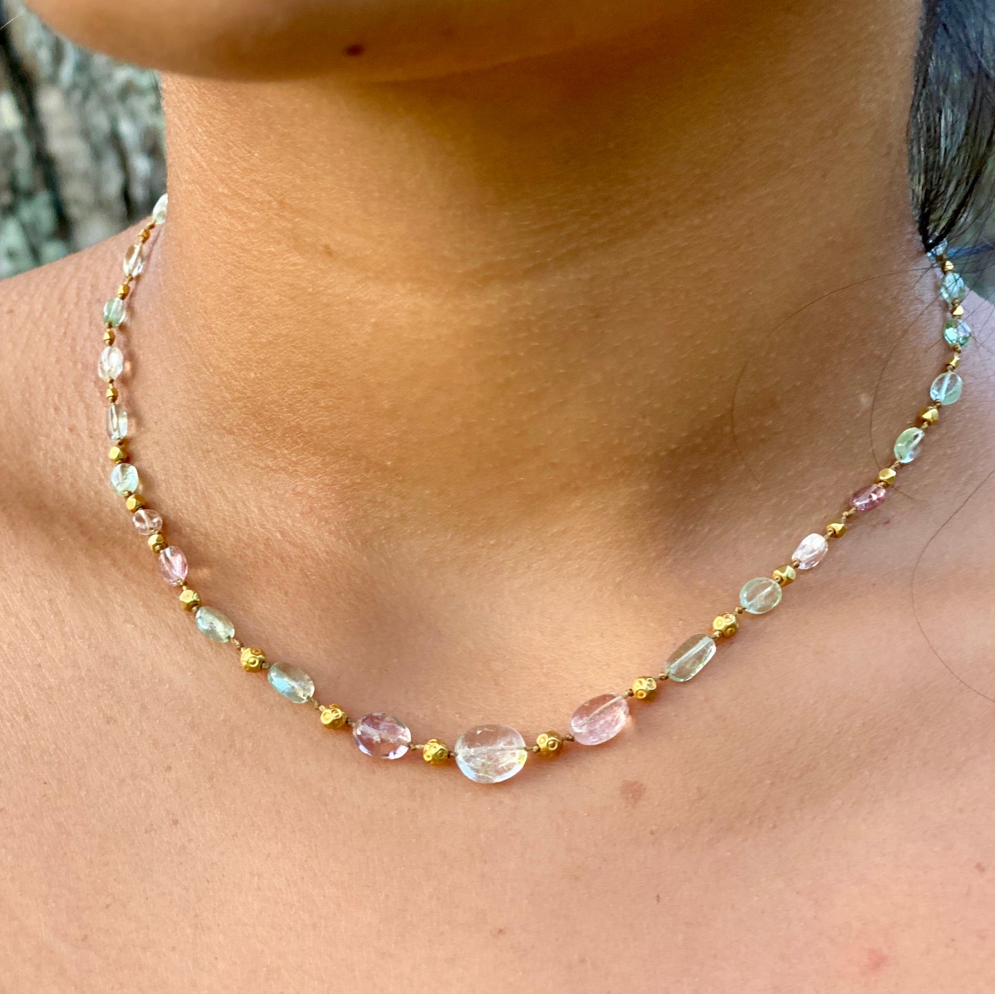 Smooth Pastel Tourmaline Ovals & Gold
