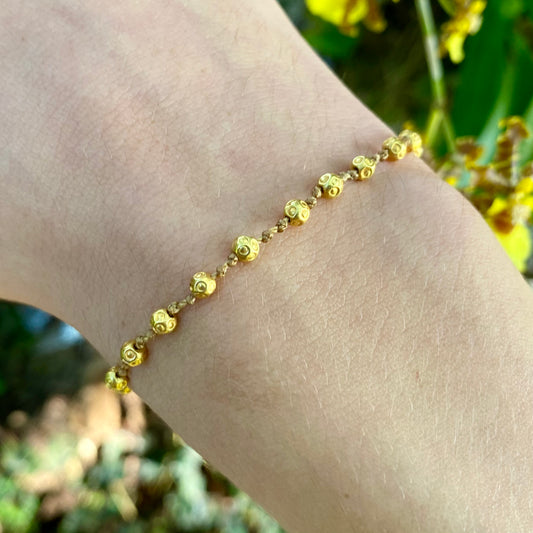 Stamped Globes Solid Gold Bracelet