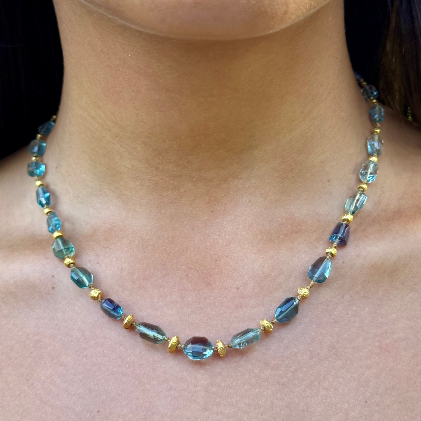 Fluorite Organically Cut Choker with Gold