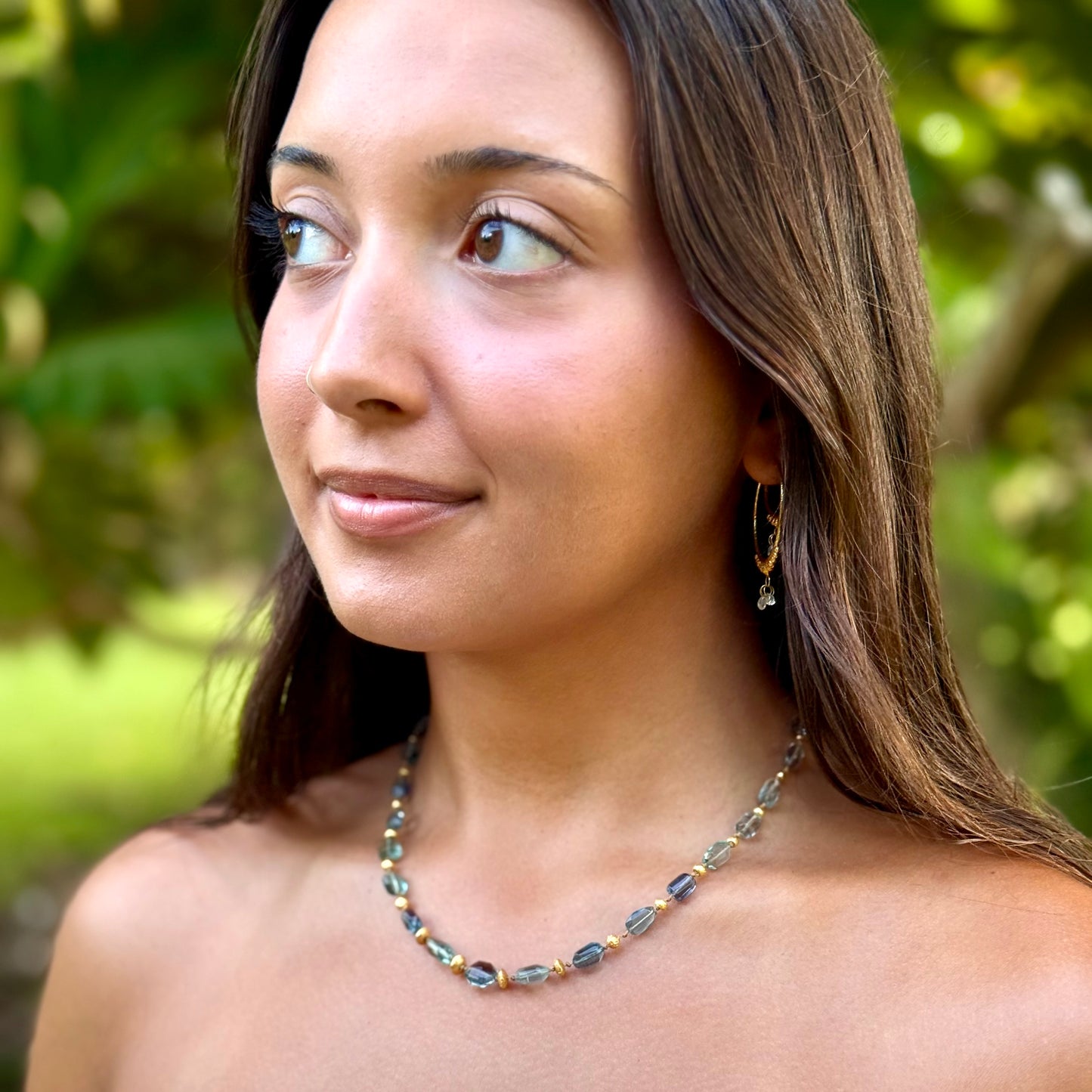 Fluorite Organically Cut Choker with Gold