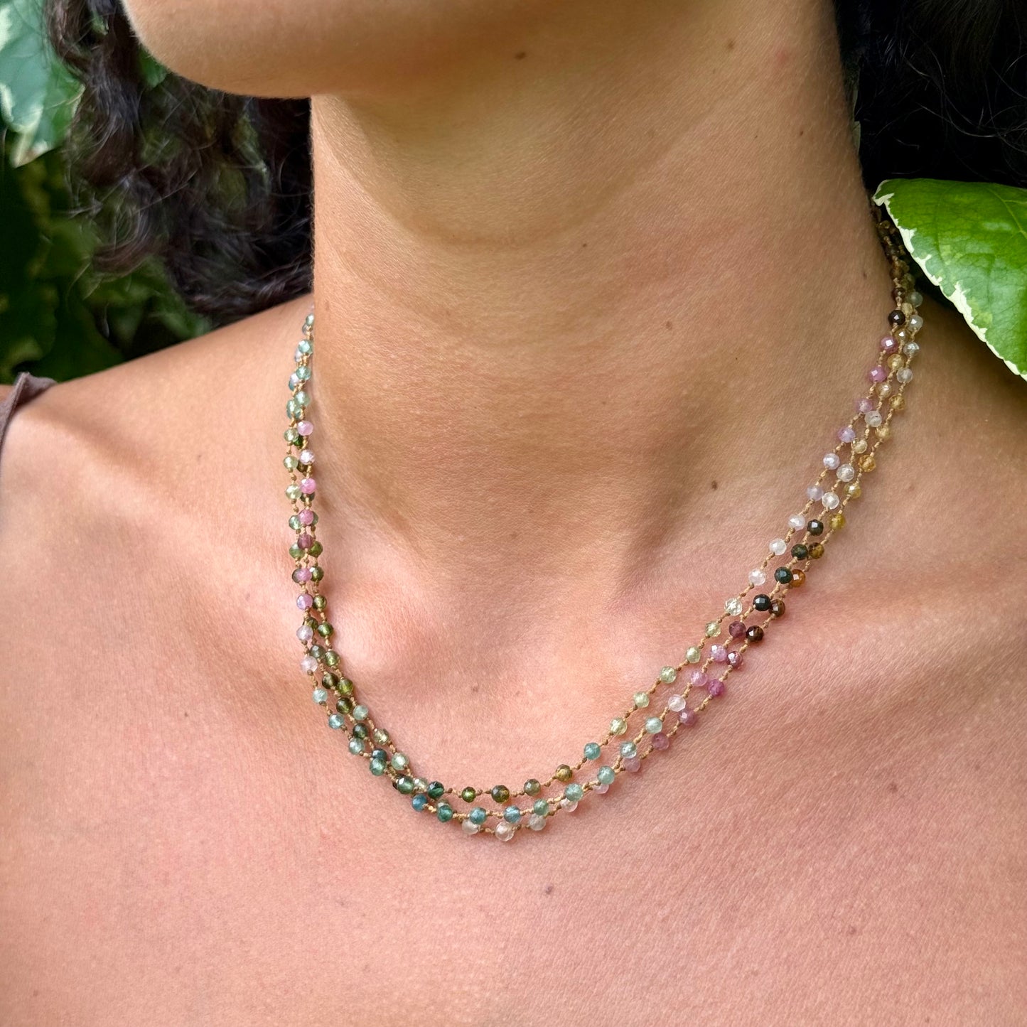 Tiny Multi-Tourmaline Long Lei