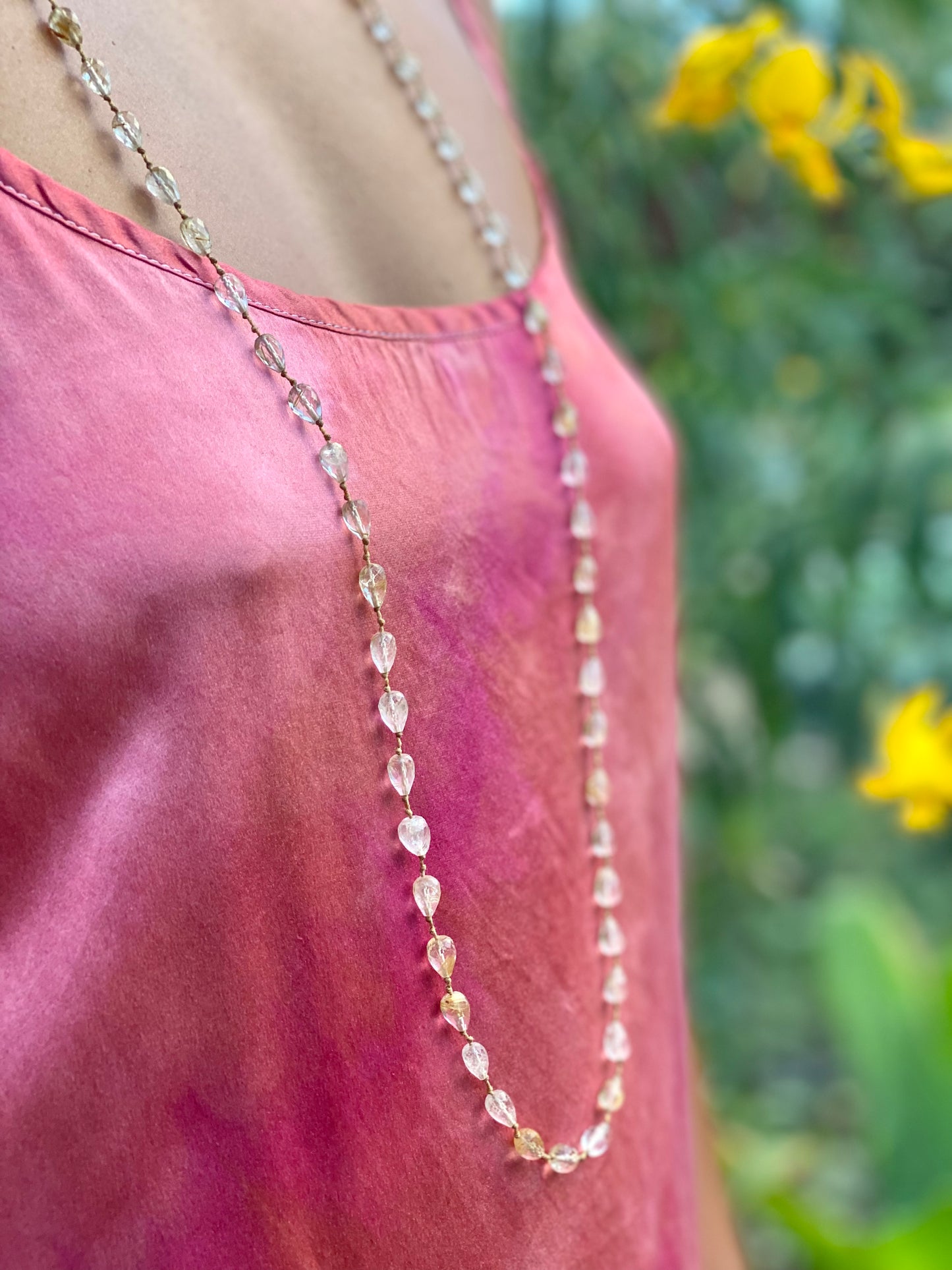 Rutilated Quartz Drop Lei