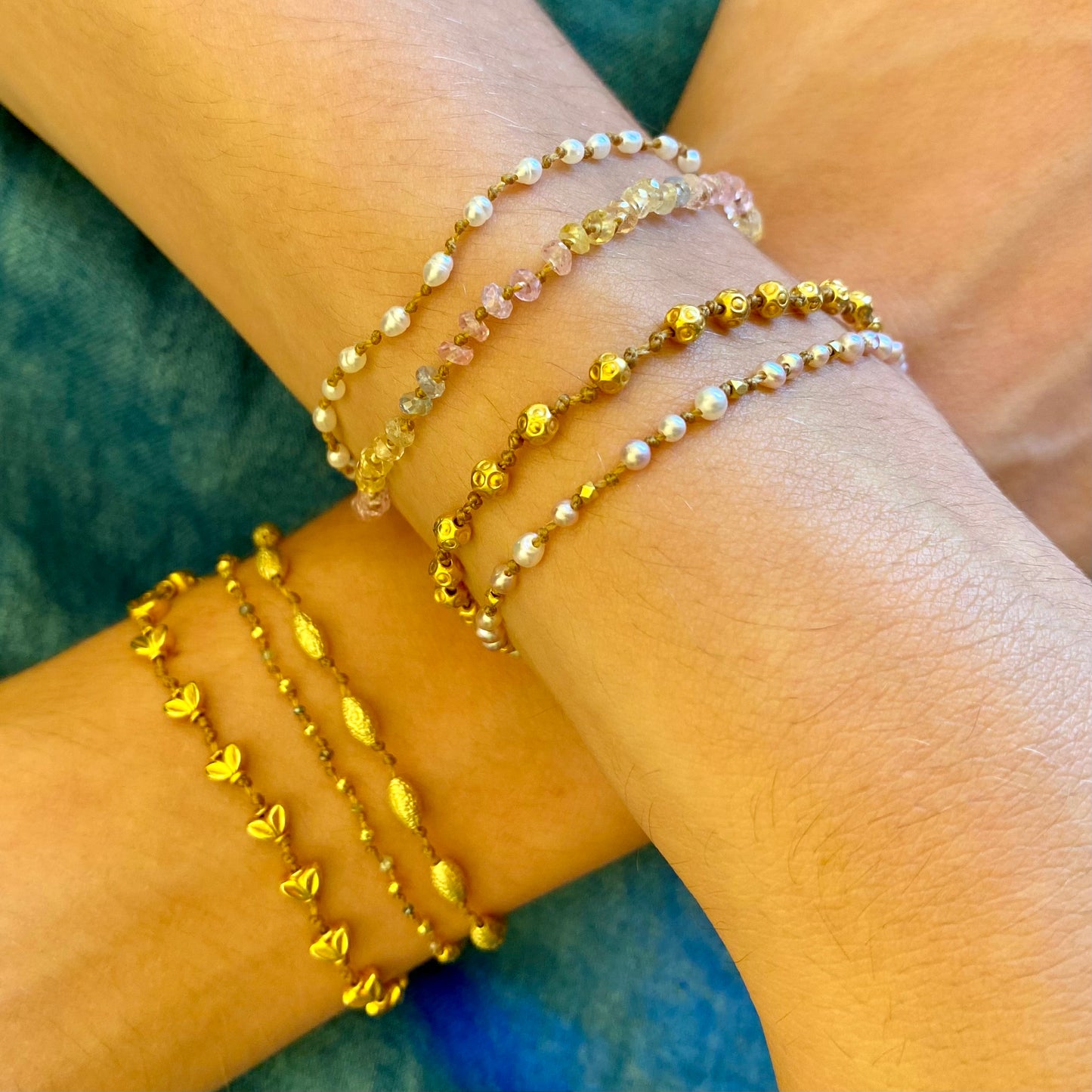 Pink Pearls & Gold Bracelet