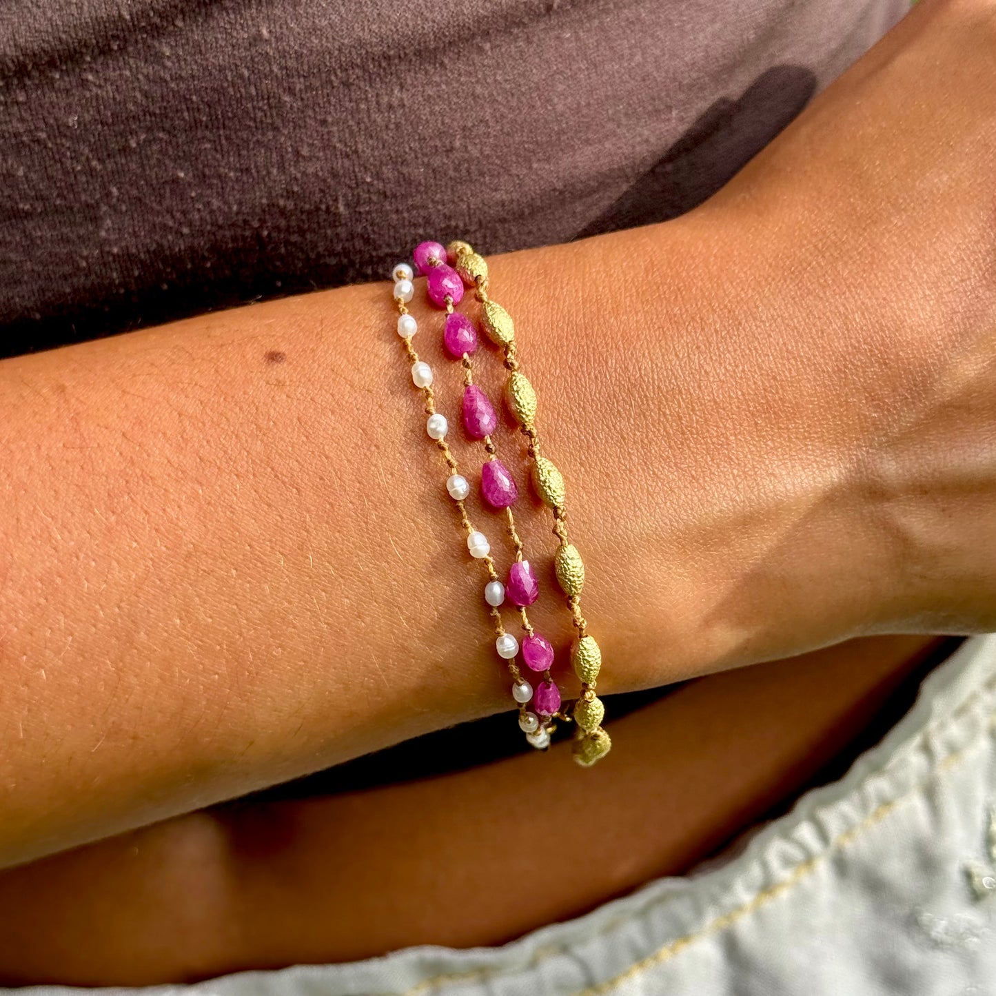 Textured Ovals Gold Bracelet