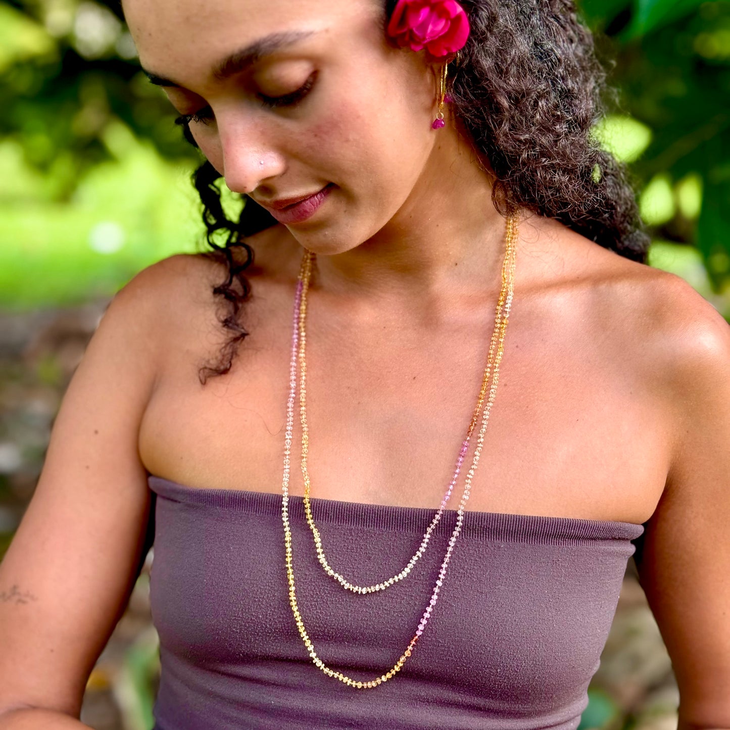 Sunset Sapphire Lei