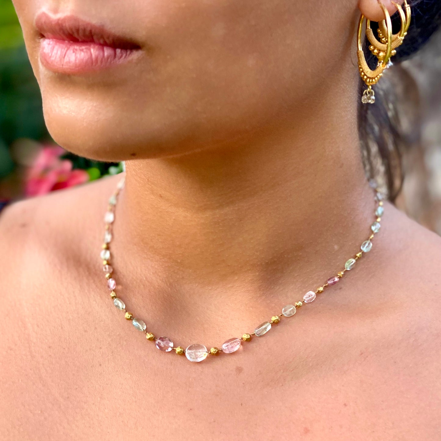 Smooth Pastel Tourmaline Ovals & Gold