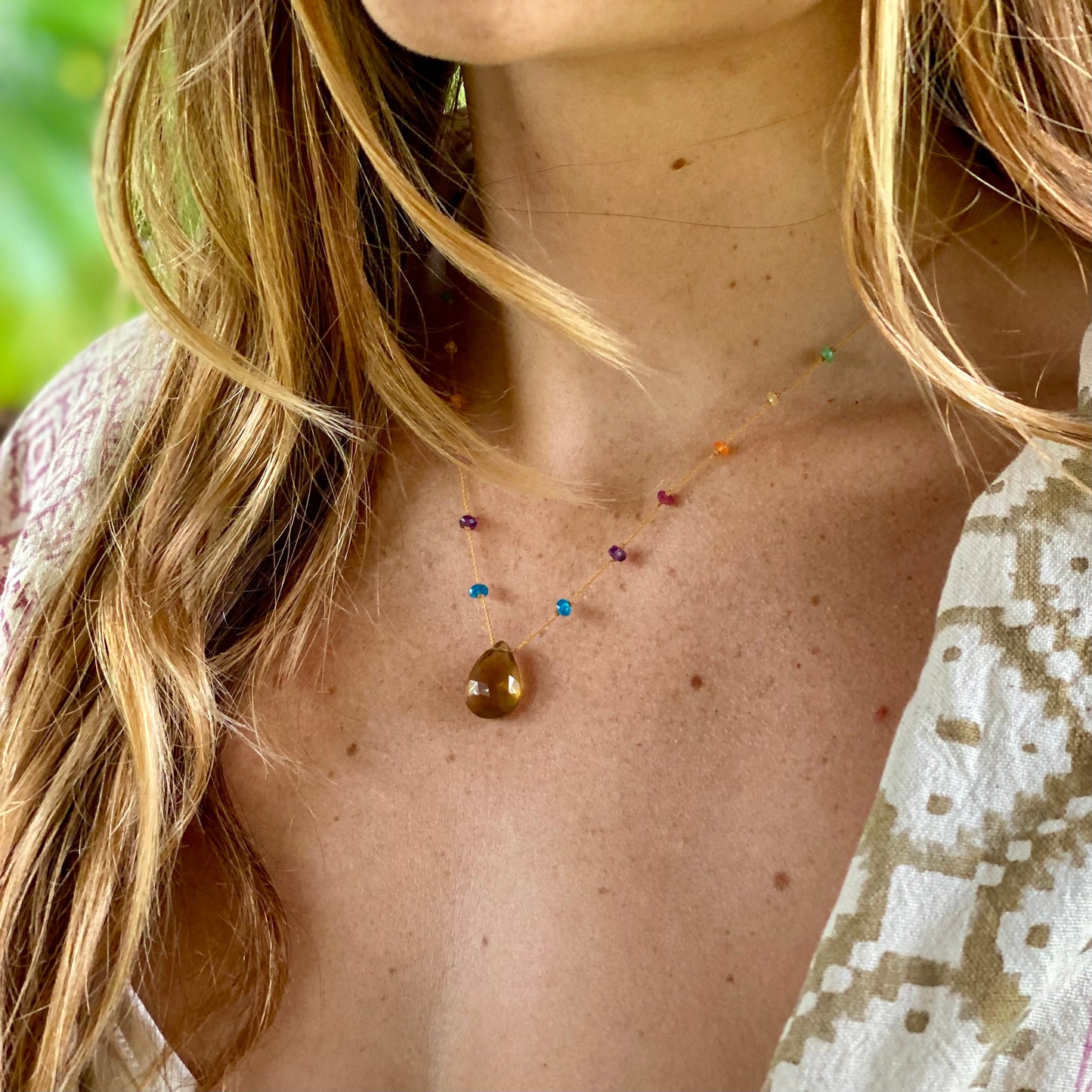 Honey & Olive Quartz Rainbow Drop