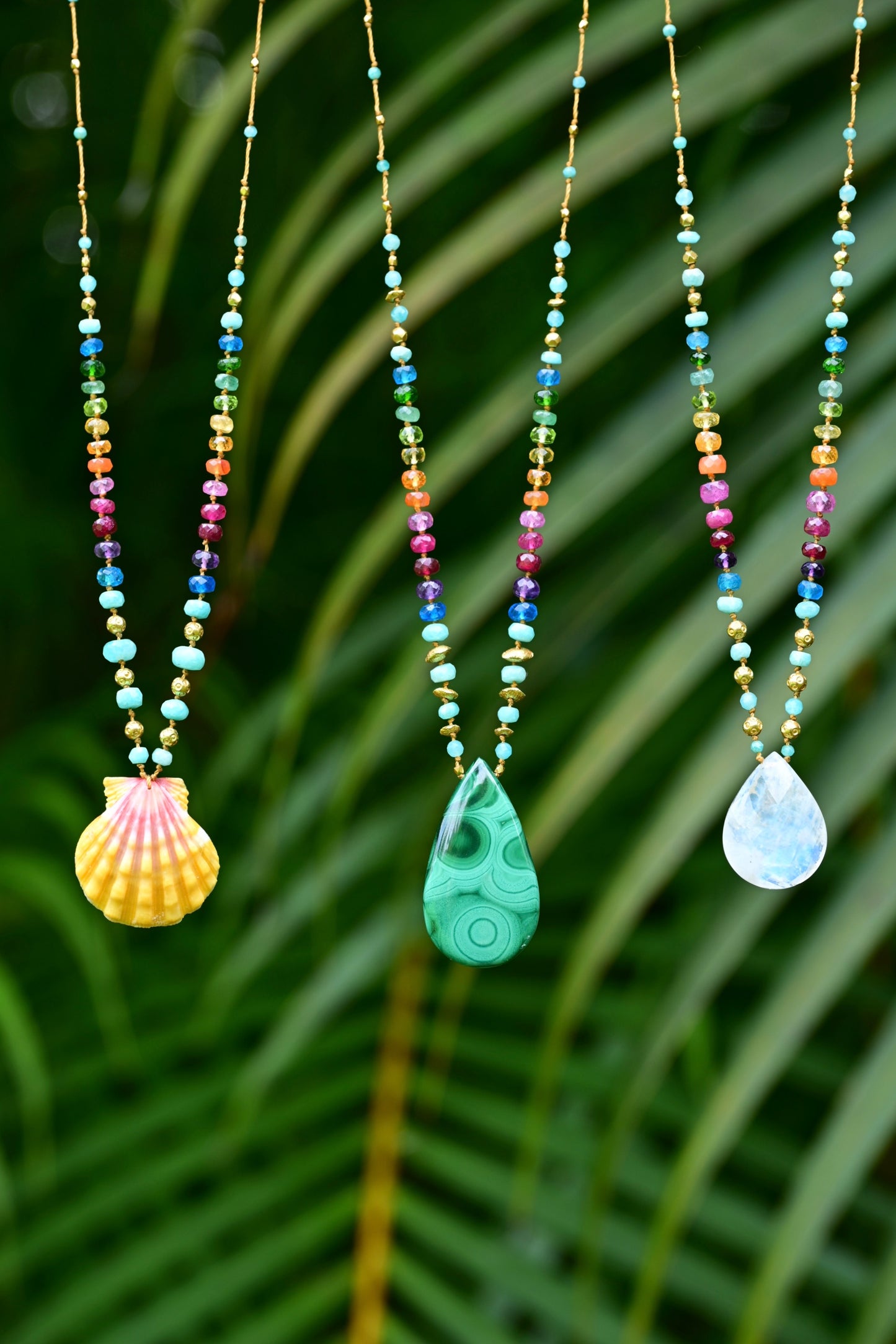 Sunrise Shell with Amazonite & Gold Rainbow Mana