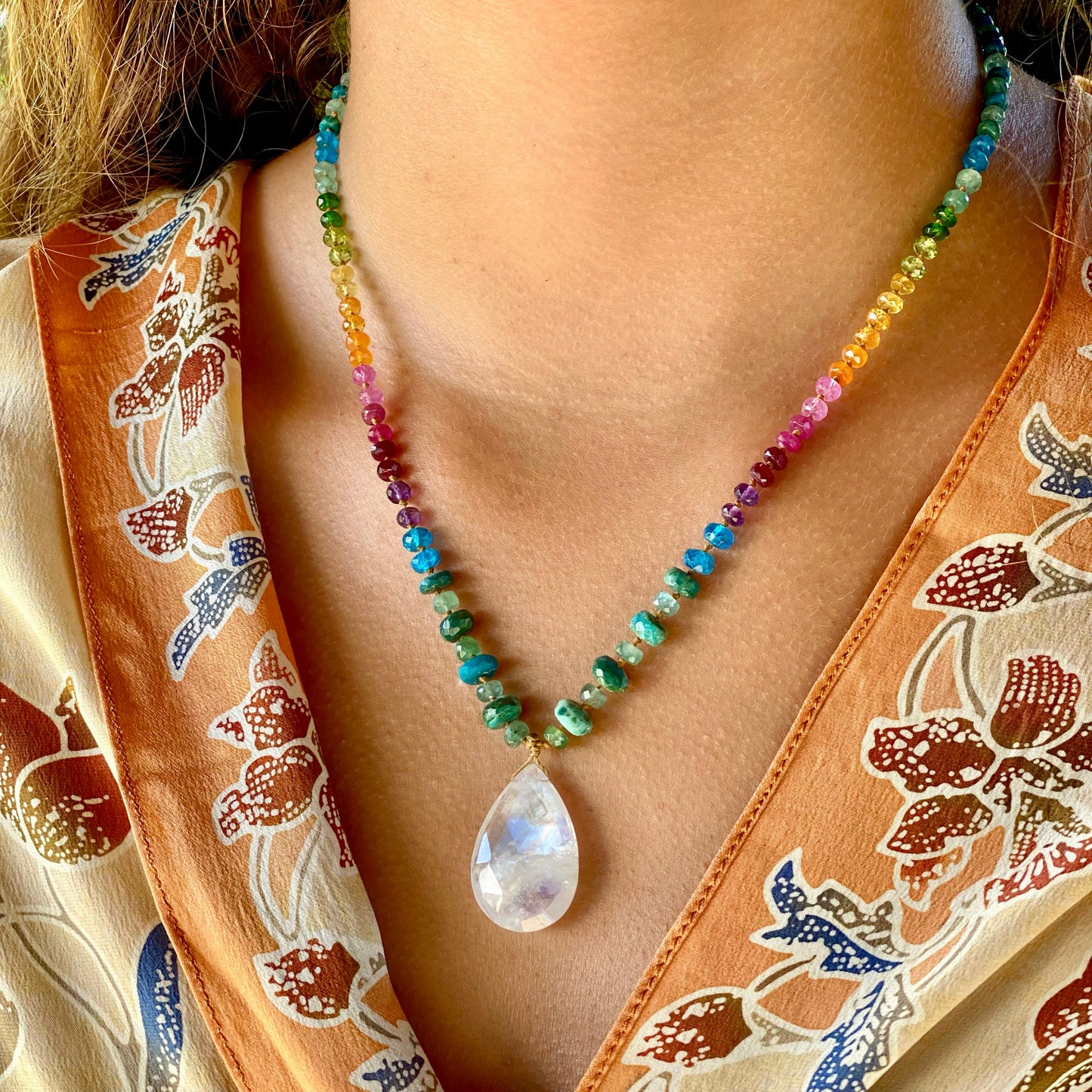Moonstone with Opalina & Emerald Rainbow Mana