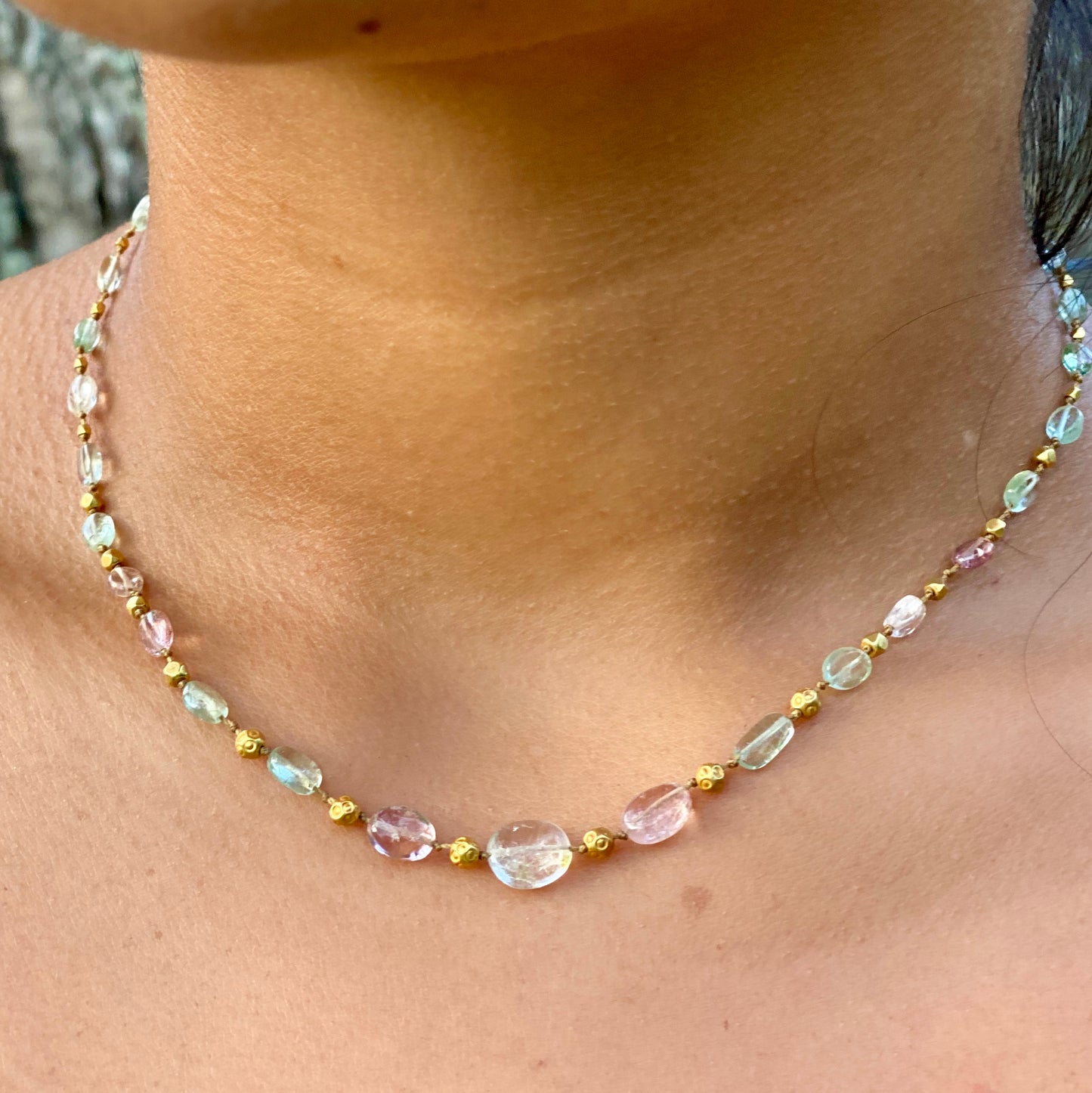 Smooth Pastel Tourmaline Ovals & Gold