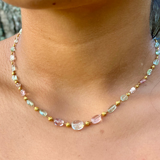 Smooth Pastel Tourmaline Ovals & Gold
