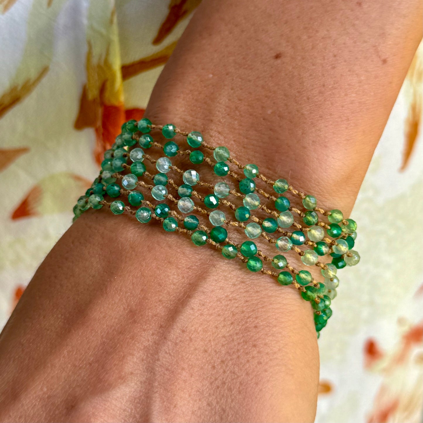 Tiny Green Onyx Long Lei