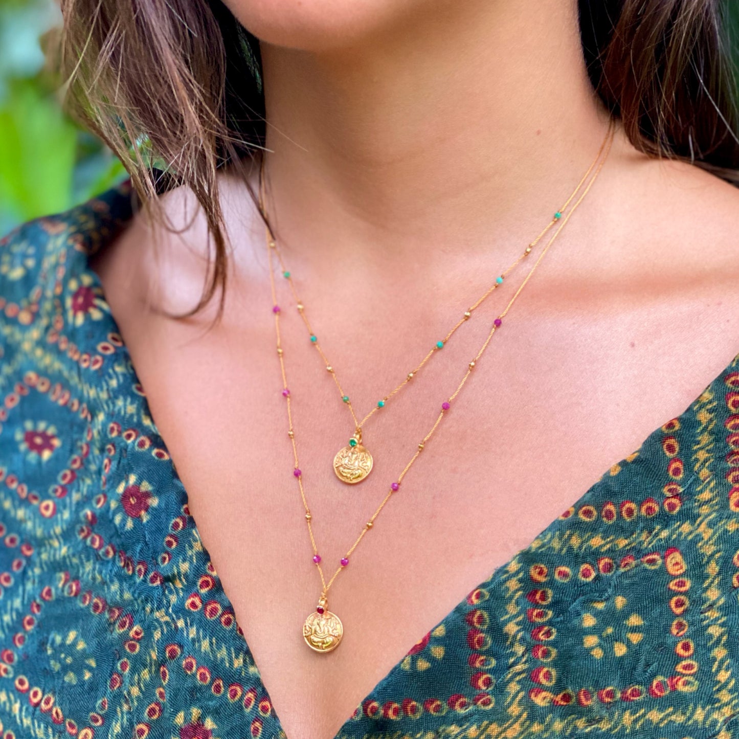 Gold Ganesha with Ruby