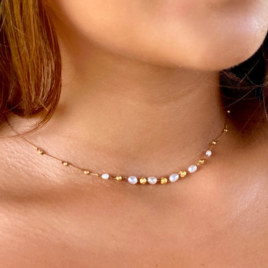 South Sea Pearl & Gold Accent Strand