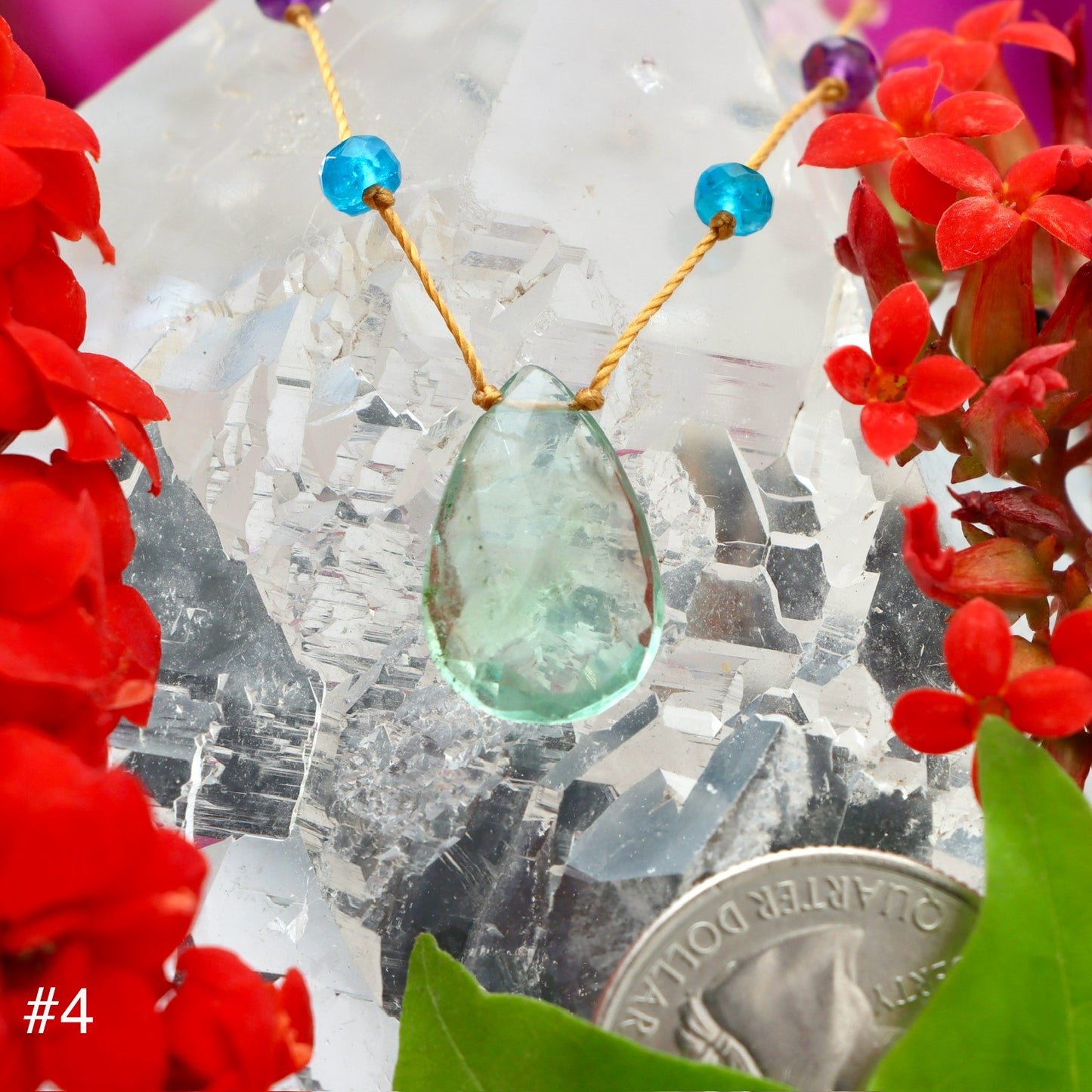 Green Fluorite Rainbow Drop