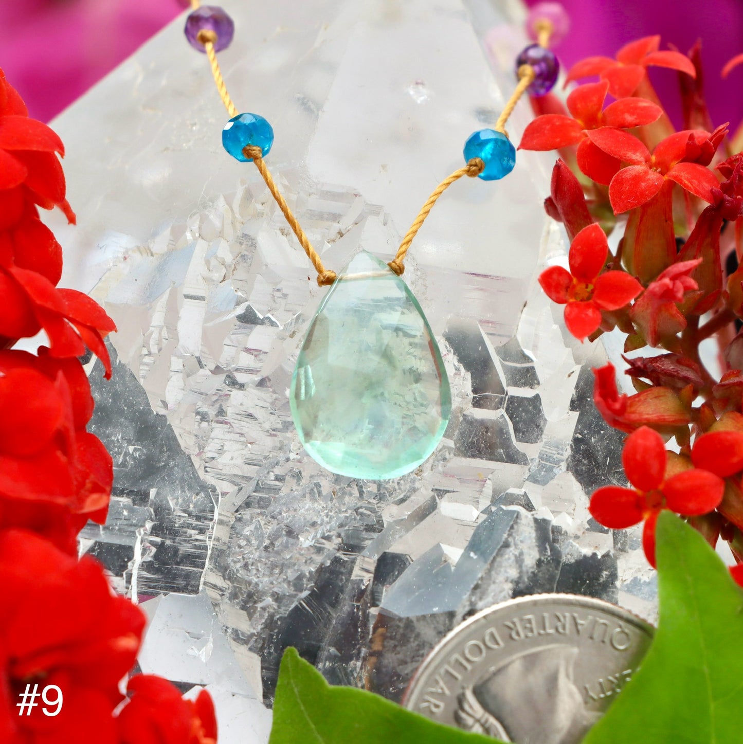 Green Fluorite Rainbow Drop