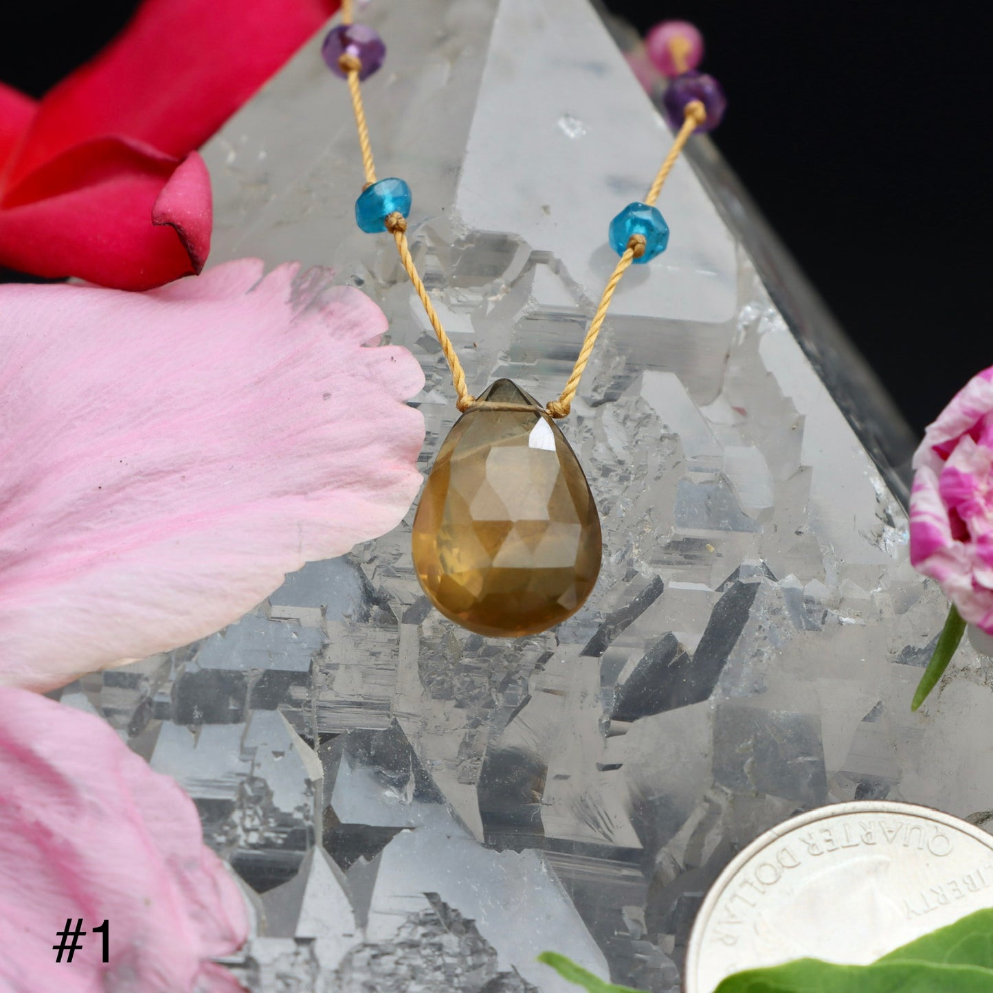 Honey & Olive Quartz Rainbow Drop