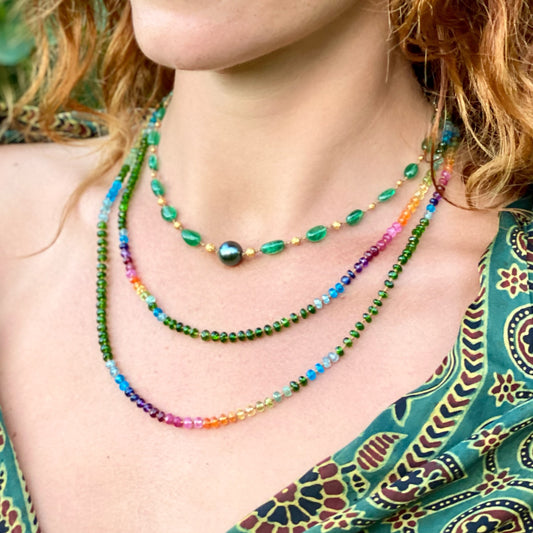 Forest Green Chrome Diopside Rainbow Lei