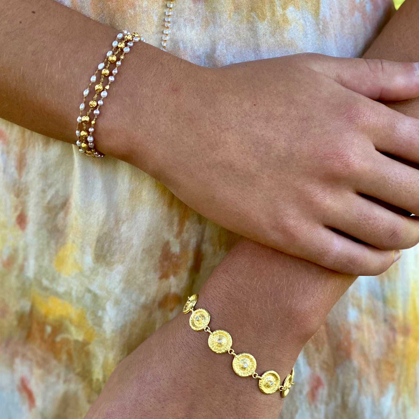 Gold Coins with Diamond Bracelet