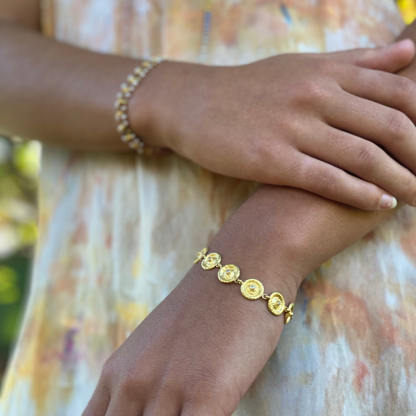 Gold Coins with Diamond Bracelet