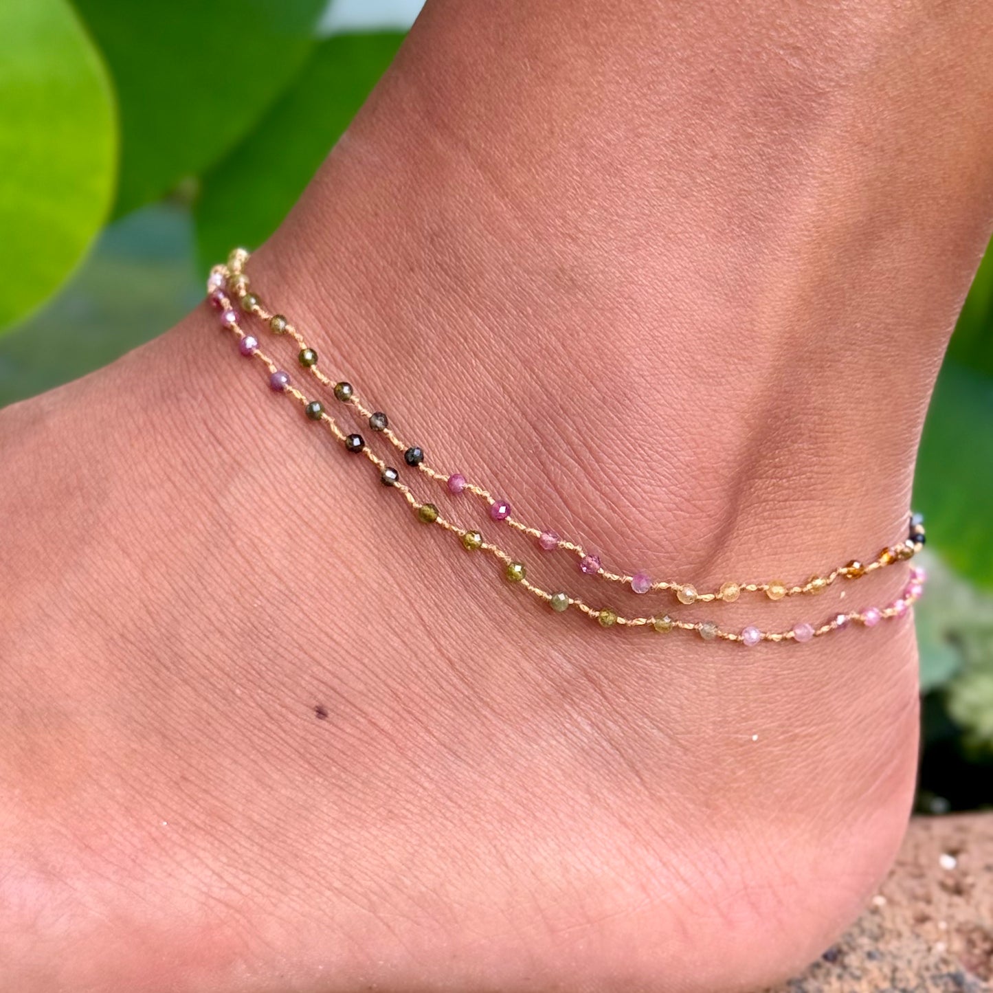Multi-Tourmaline Double Anklet