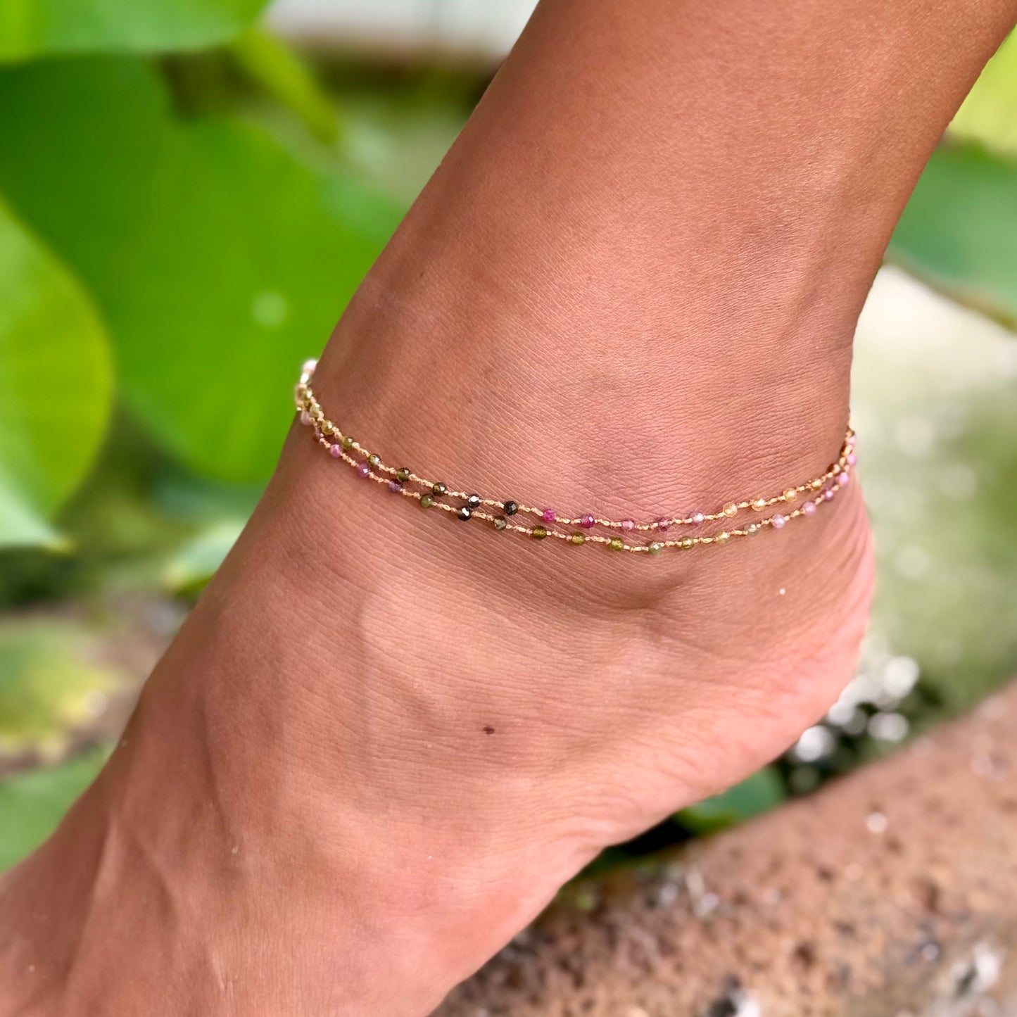 Multi-Tourmaline Double Anklet
