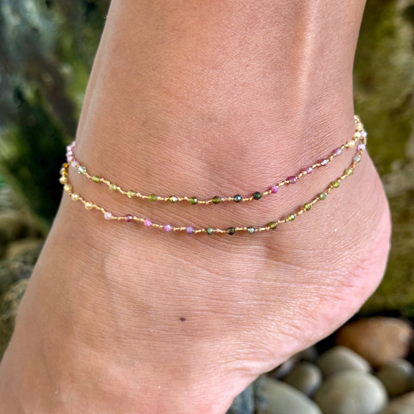 Multi-Tourmaline Double Anklet
