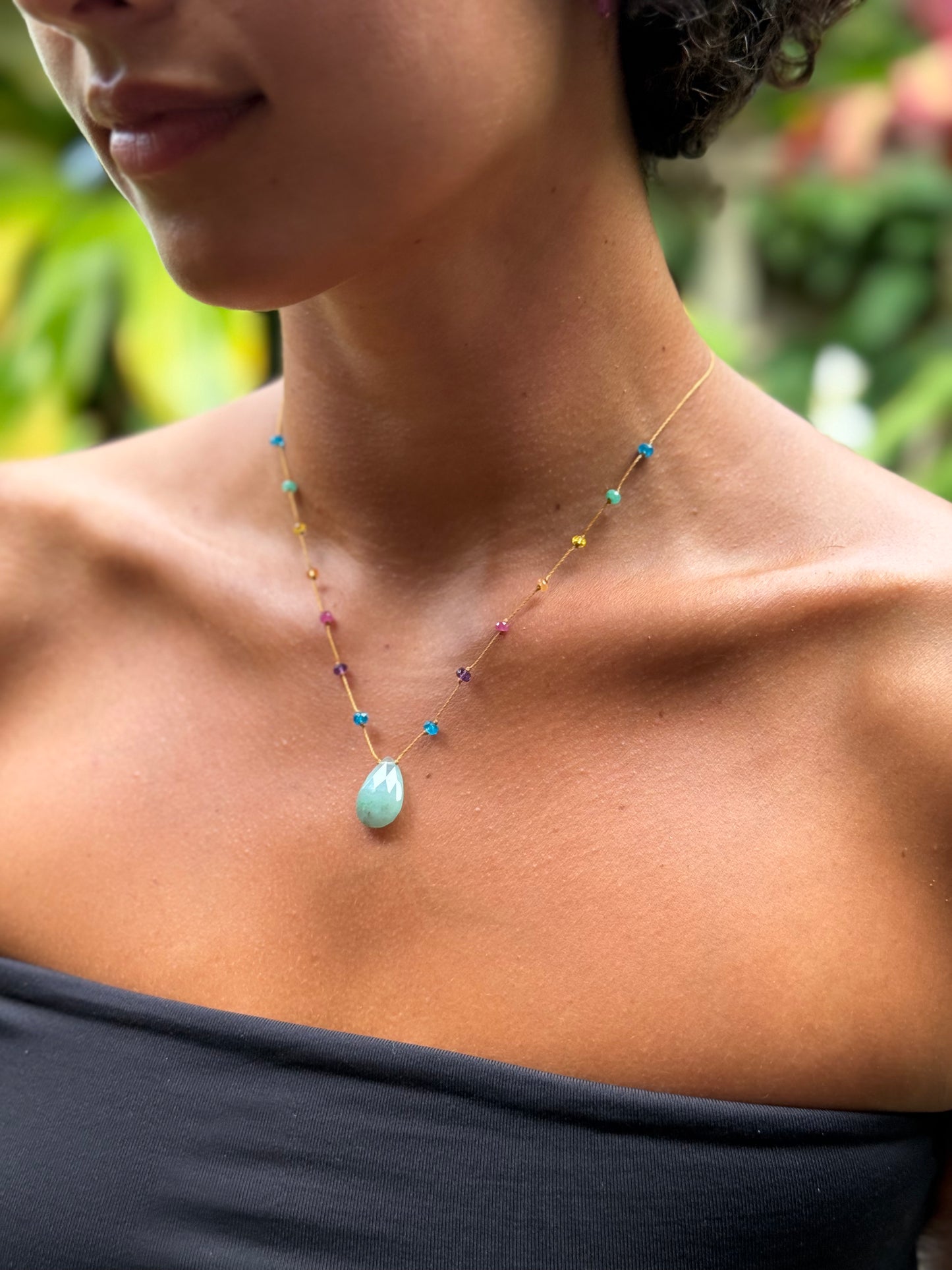 Aqua Chalcedony Rainbow Drop