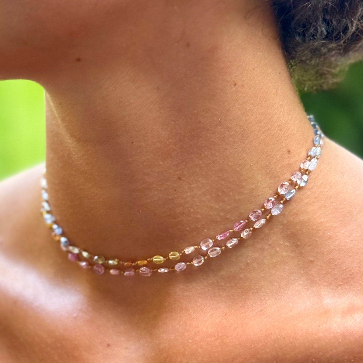 Pastel Sapphire Smooth Oval Lei