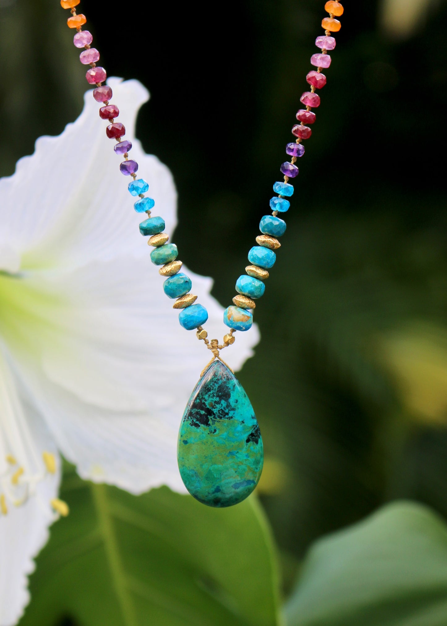 Parrot Wing Chrysocolla with Opalina & Gold Rainbow Mana