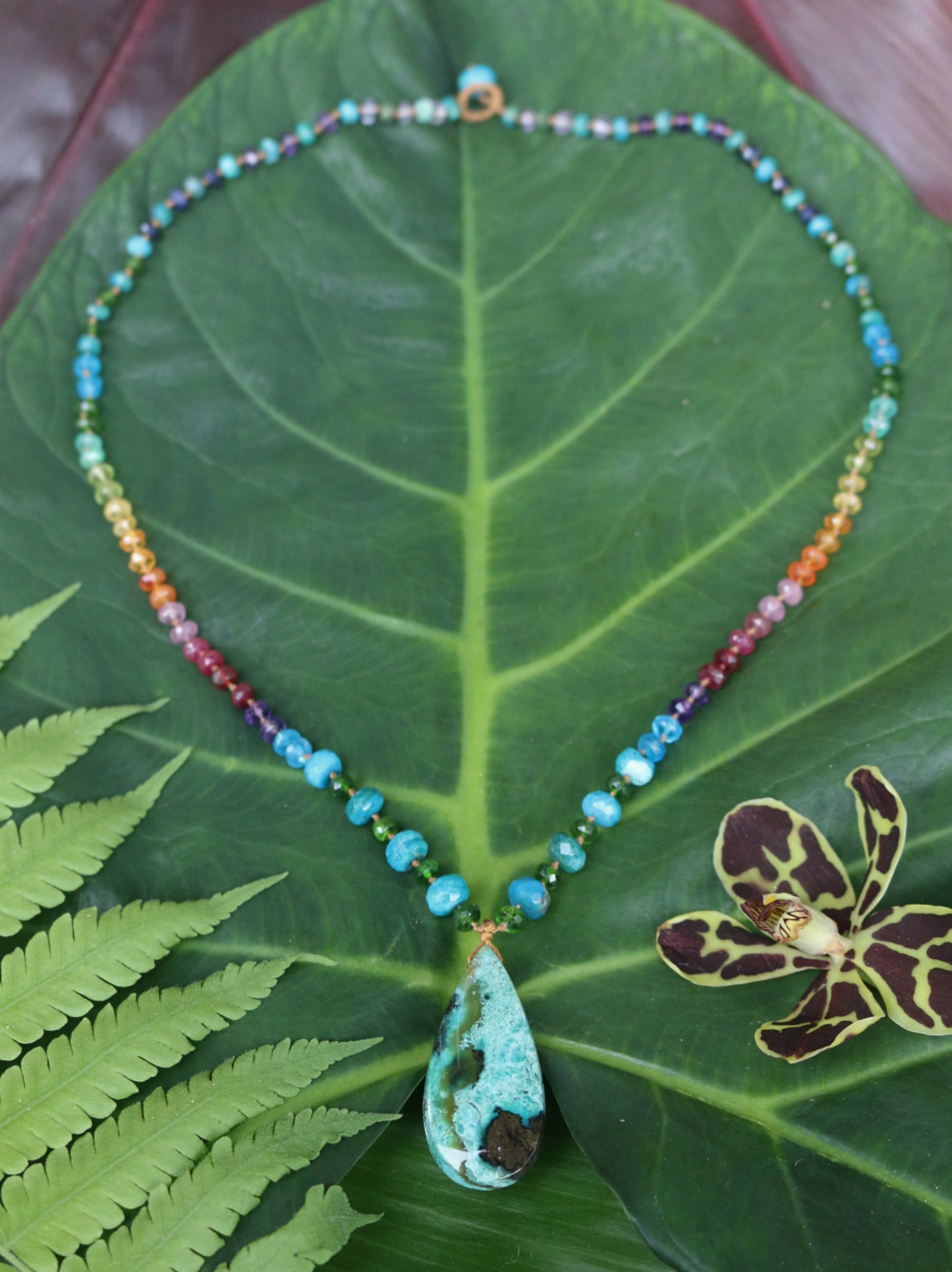 Fossilized Wood Opal with Chrome Diopside & Opalina Rainbow Mana