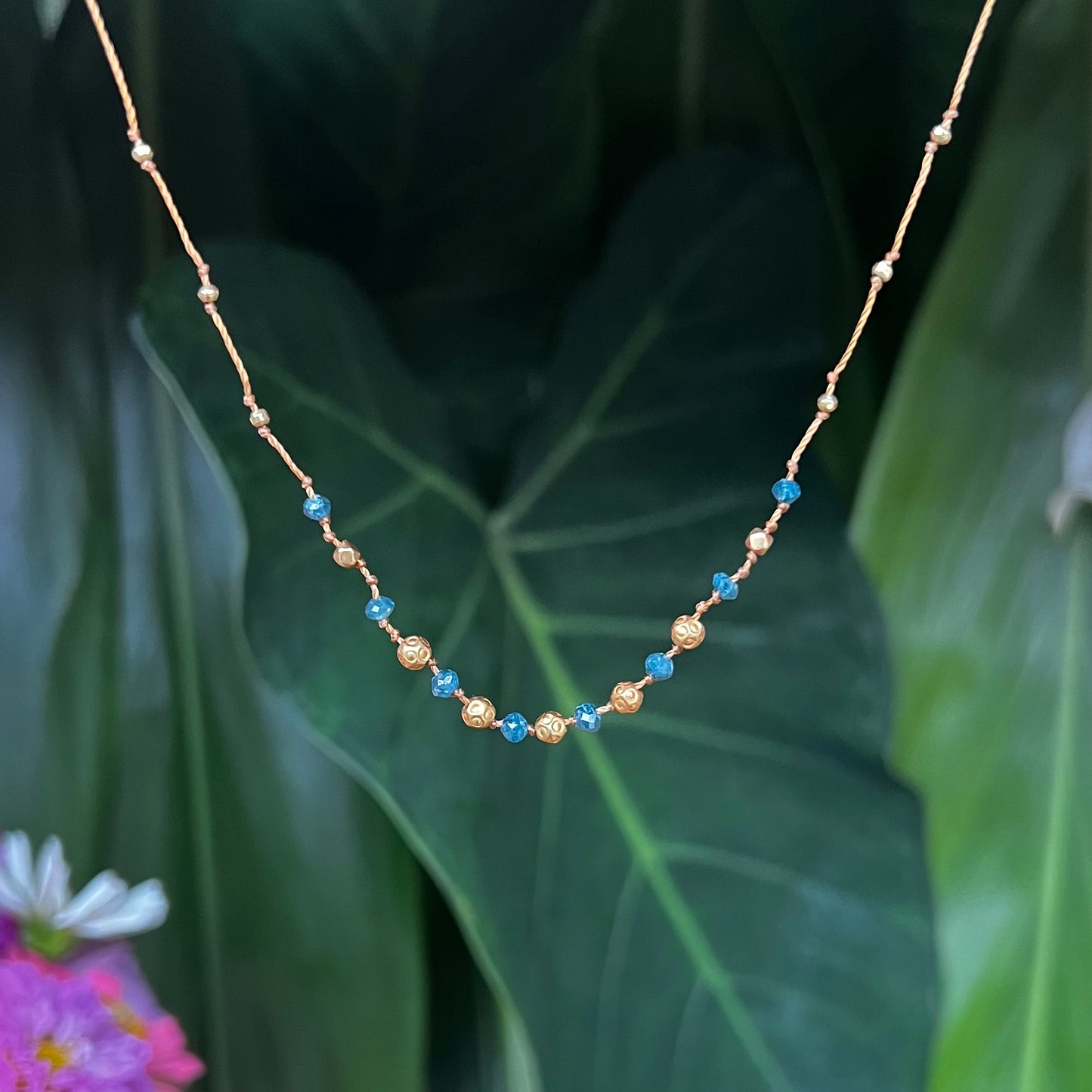 Teal Diamond & Gold Accent Strand