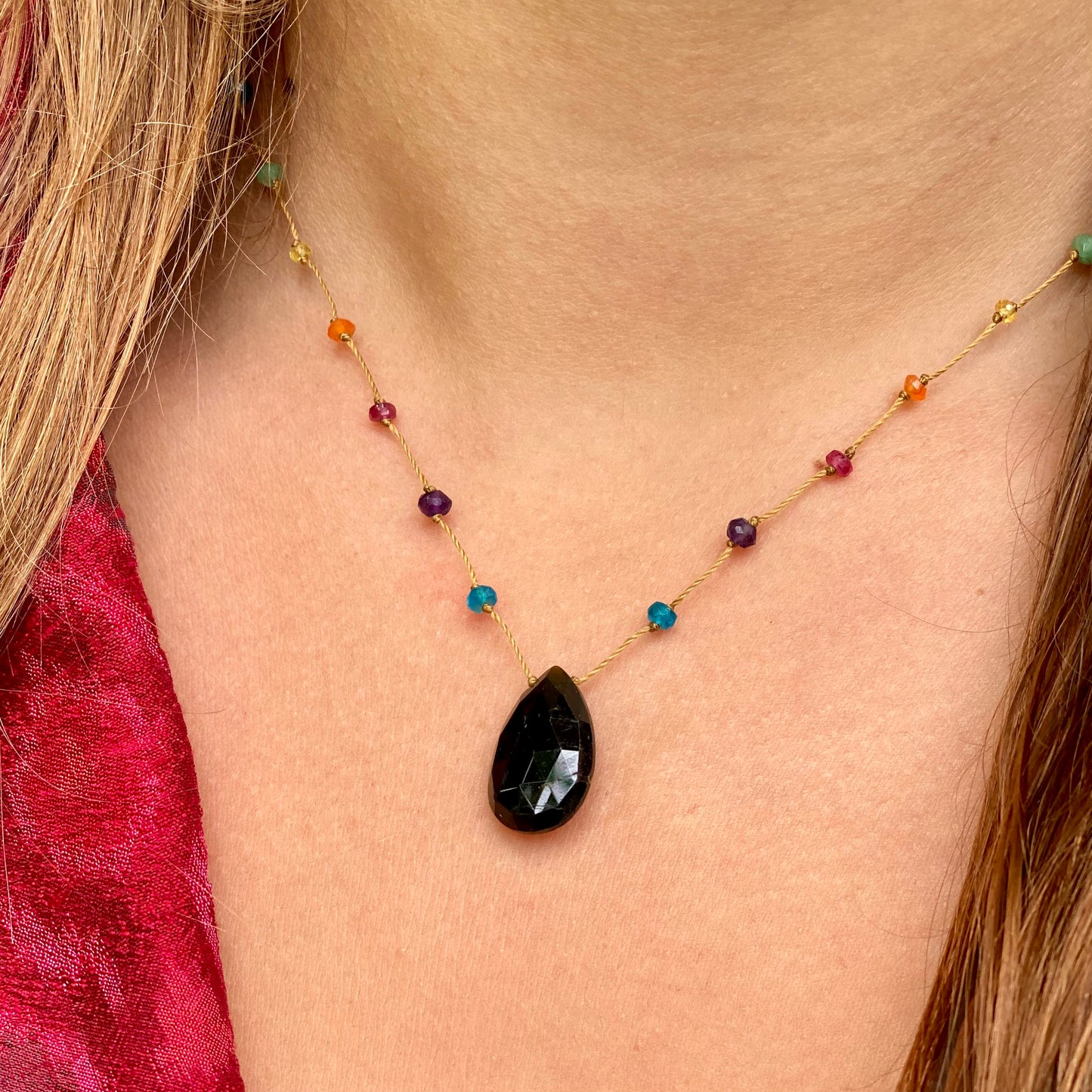Dark Tourmaline Rainbow Drop