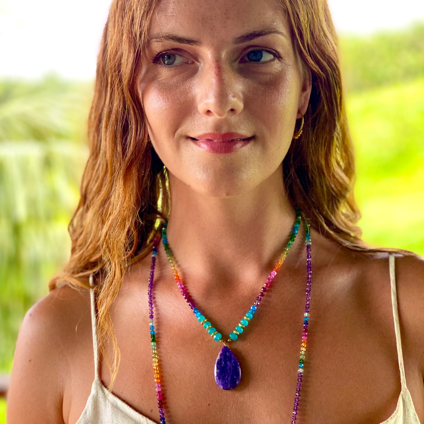 Chariote with Amazonite & Gold Rainbow Mana