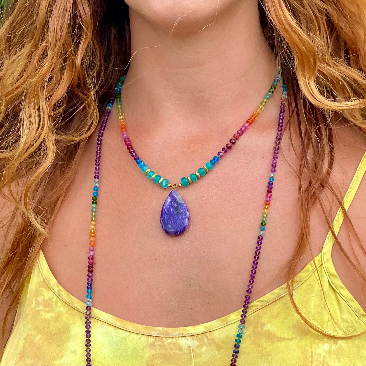 Chariote with Amazonite & Gold Rainbow Mana