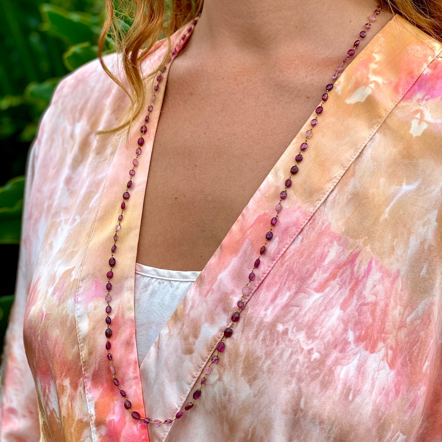 Pink Tourmaline & Garnet Lei