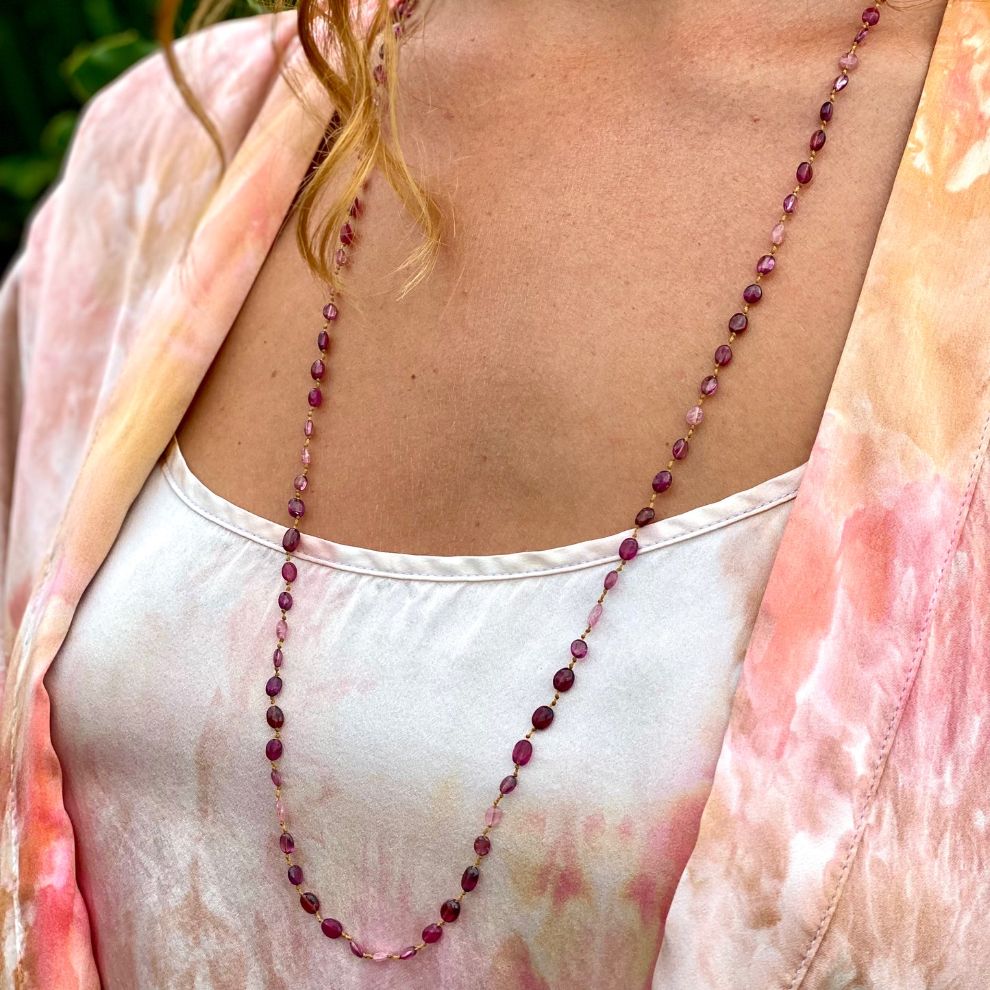 Pink Tourmaline & Garnet Lei