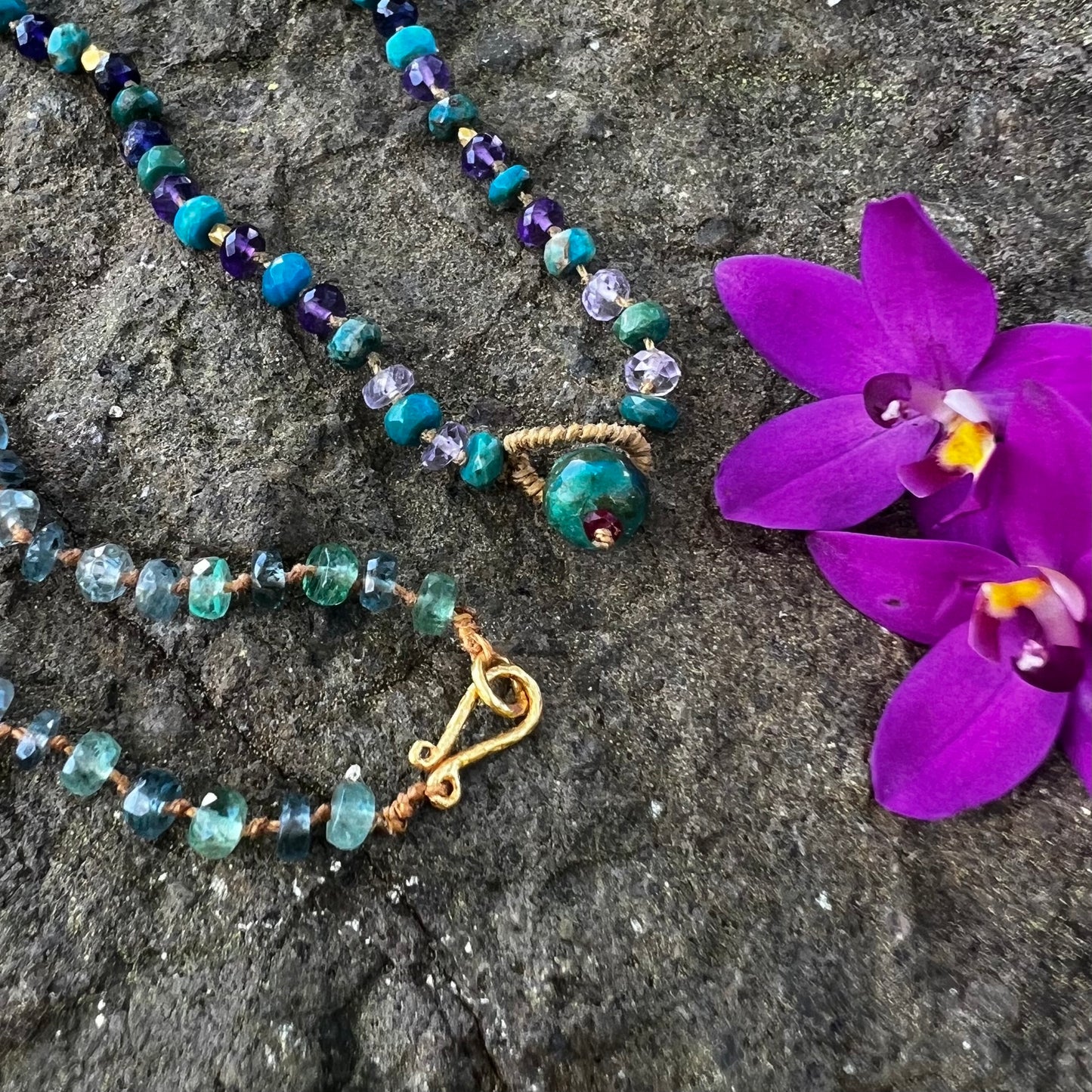 Parrot Wing Chrysocolla with Opalina & Gold Rainbow Mana