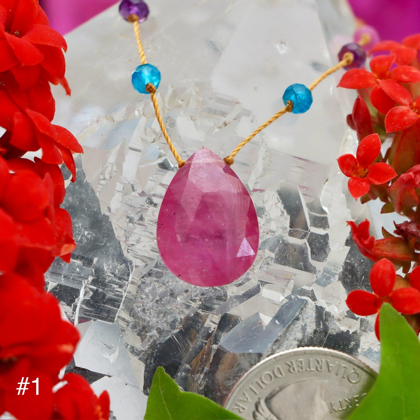 Pink Sapphire Rainbow Drop