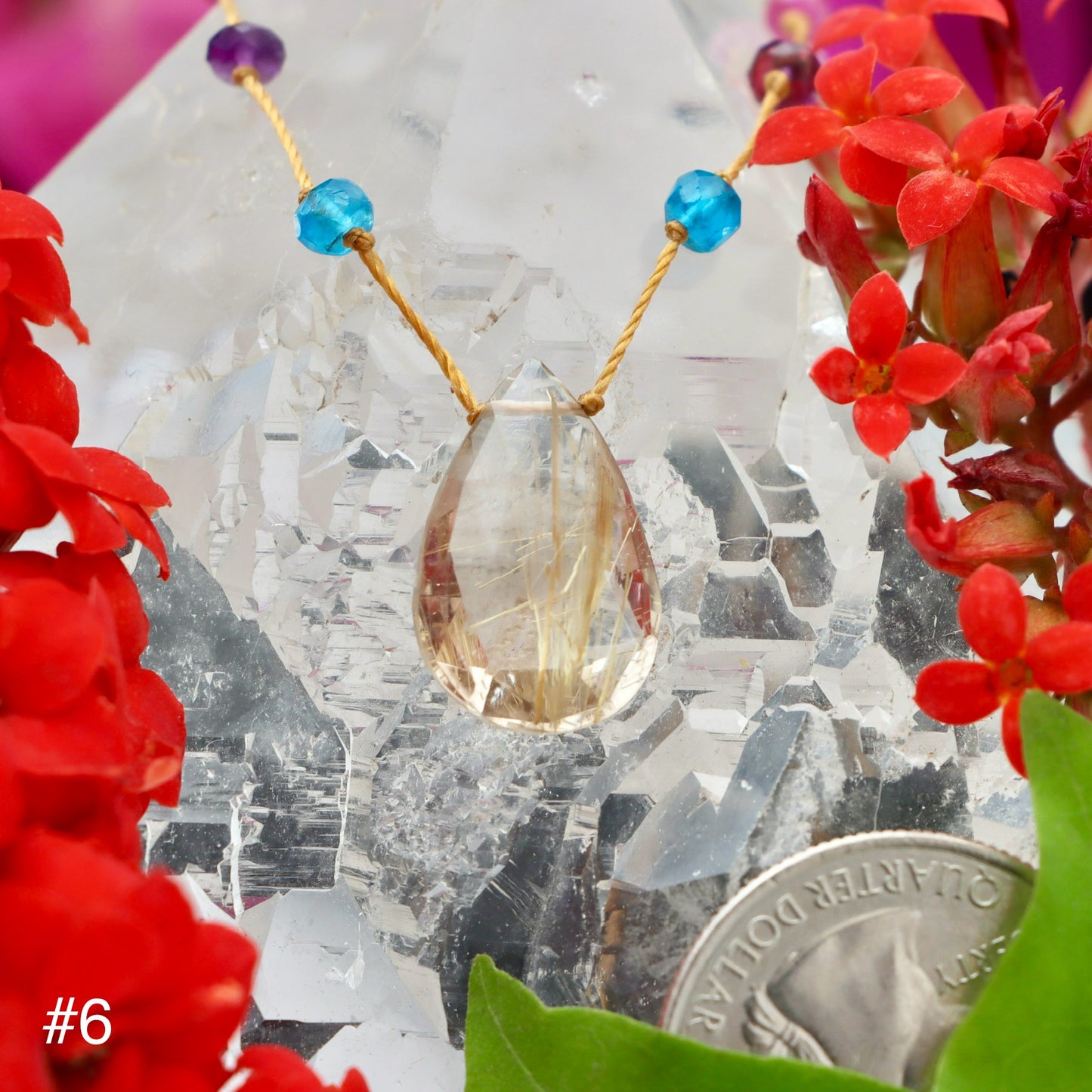 Rutilated Quartz Rainbow Drop