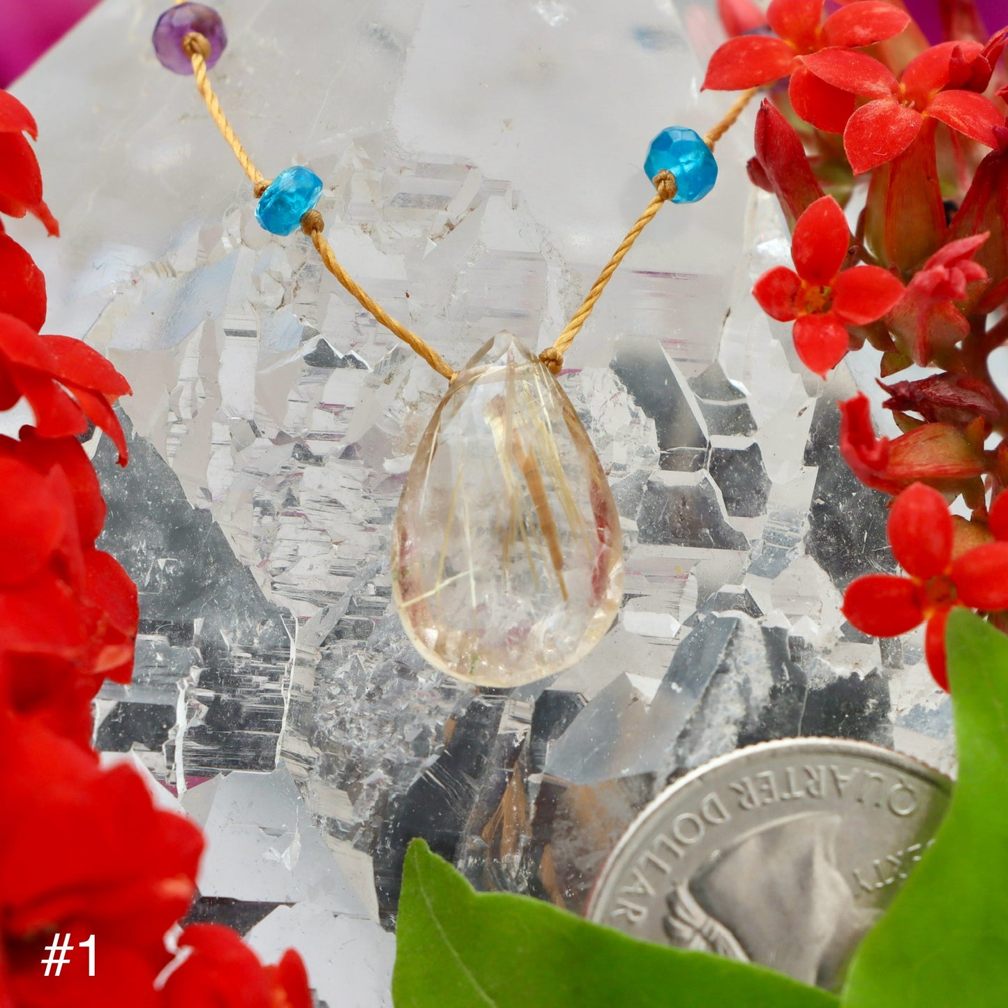 Rutilated Quartz Rainbow Drop