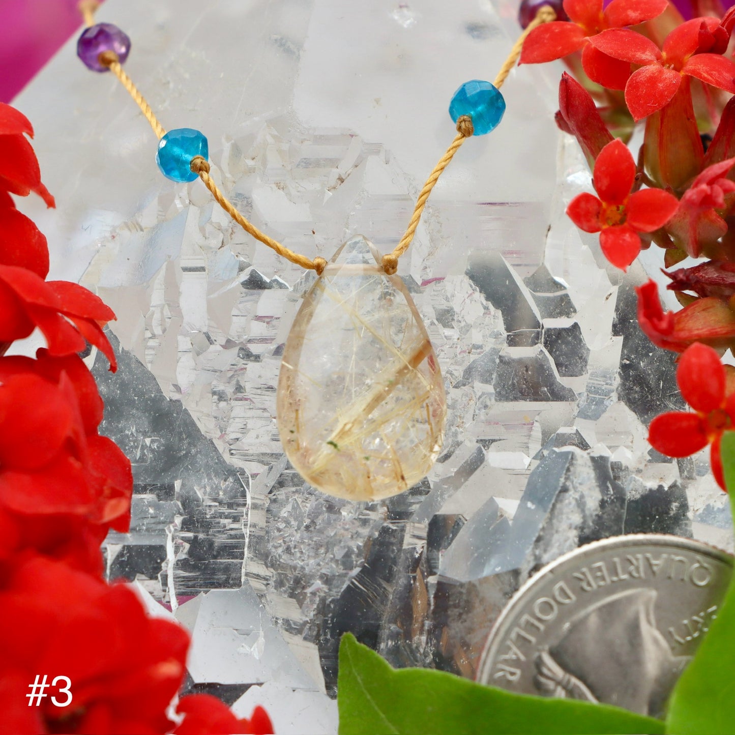 Rutilated Quartz Rainbow Drop
