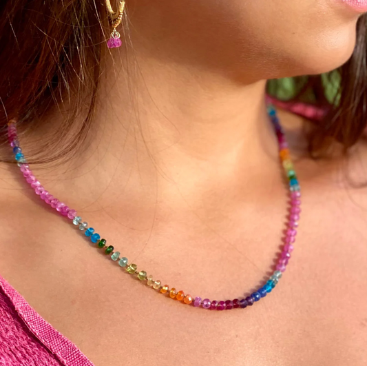 Pink Sapphire Rainbow Lei