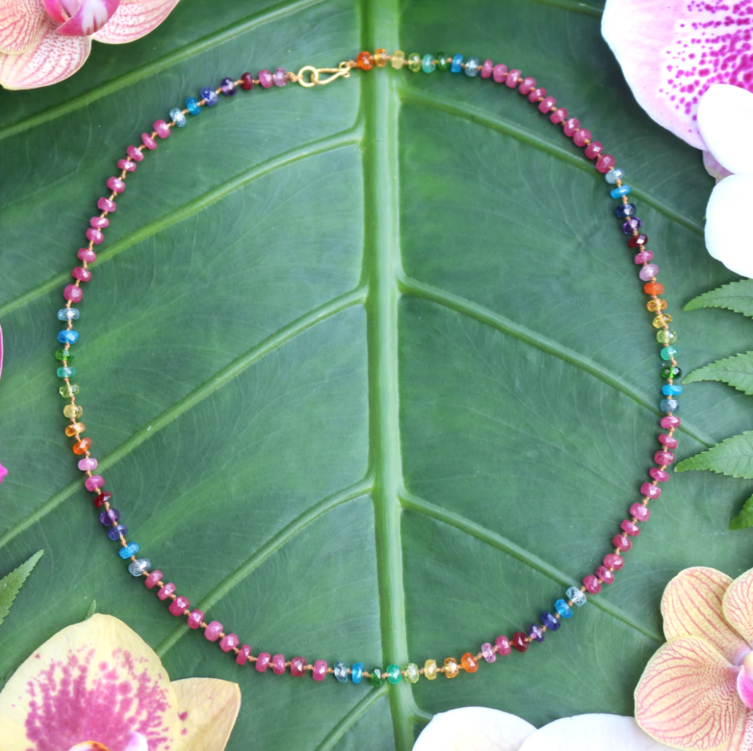 Pink Sapphire Rainbow Lei