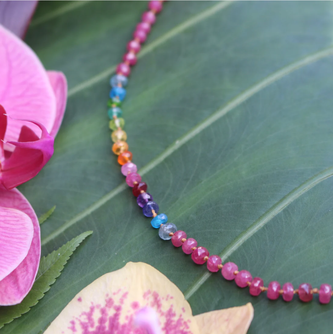 Pink Sapphire Rainbow Lei