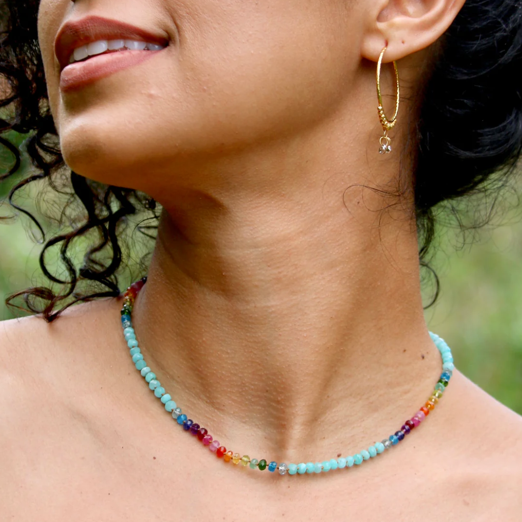 Aqua Amazonite Rainbow Lei