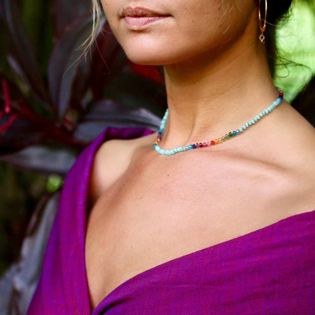 Aqua Amazonite Rainbow Lei